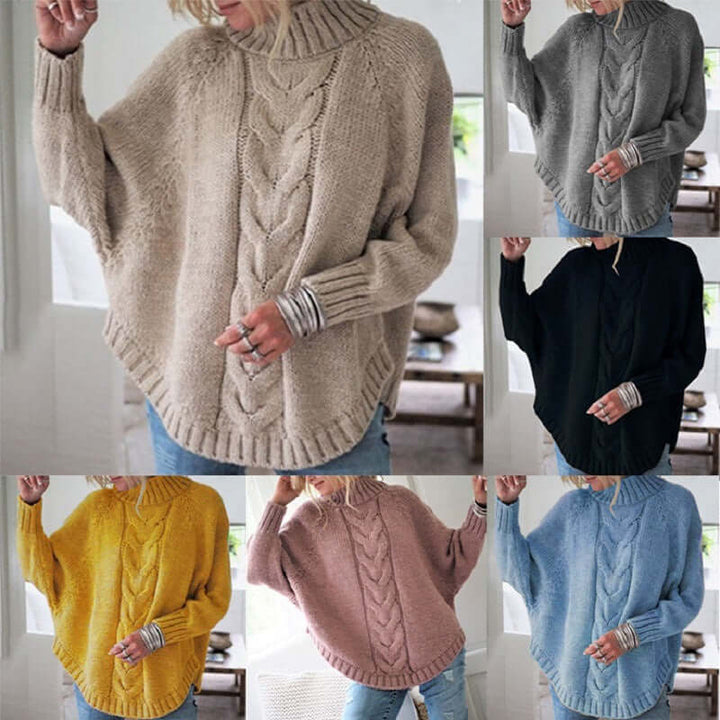 Relaxed fit women's batwing sleeve jumper. This oversized, cozy knit sweater is a stylish essential for cool weather.