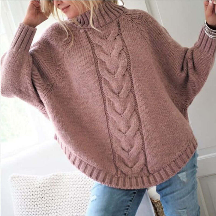 Soft women's cozy knit batwing sleeve sweater, an oversized jumper offering ultimate comfort and stylish fall fashion.