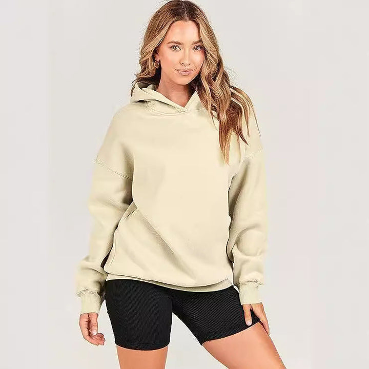 Warm & soft women's oversized hoodie, long sleeve, perfect for cozy fall fashion & winter casual comfort.
