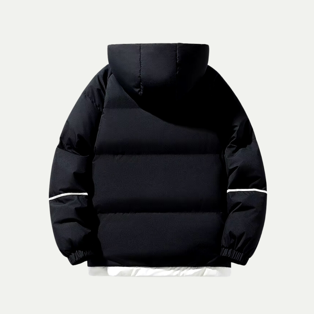 Casual oversized women's hooded puffer jacket, perfect for cold weather & modern winter fashion.
