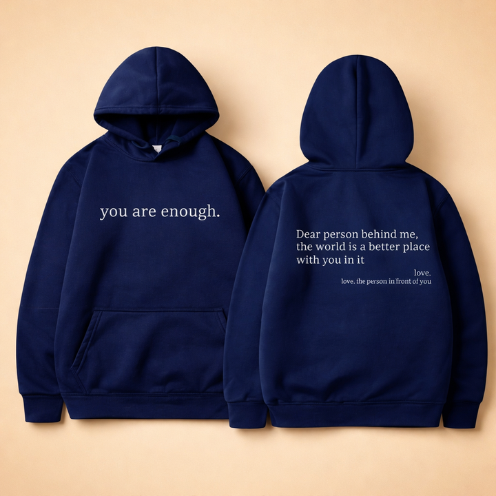 Casual women's oversized hoodie, perfect for loungewear with its relaxed fit and positive slogan.