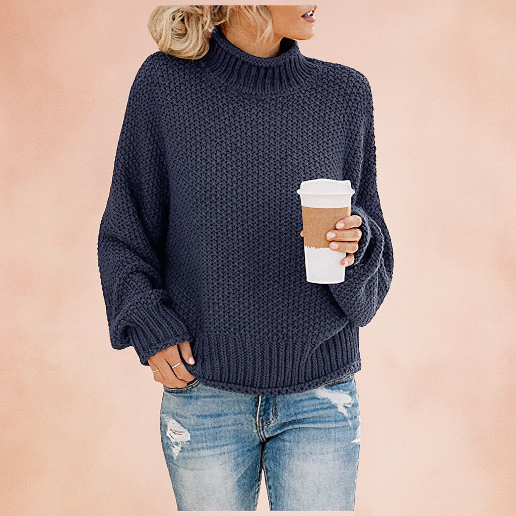 Versatile women's oversized turtleneck sweater, ideal for casual wear, fall style & winter warmth.