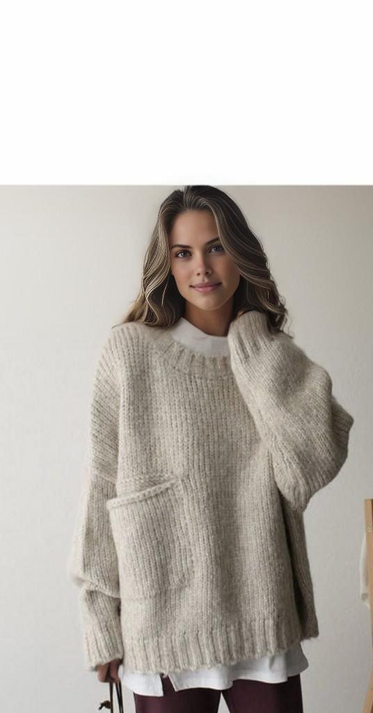 Effortless style: women's loose fit sweater, cozy and chic for autumn fashion trends.