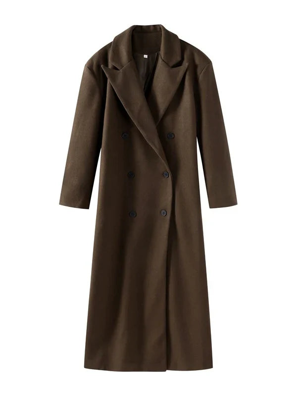 Women's oversized double-breasted longline coat. Essential winter outerwear, perfect for stylish women.