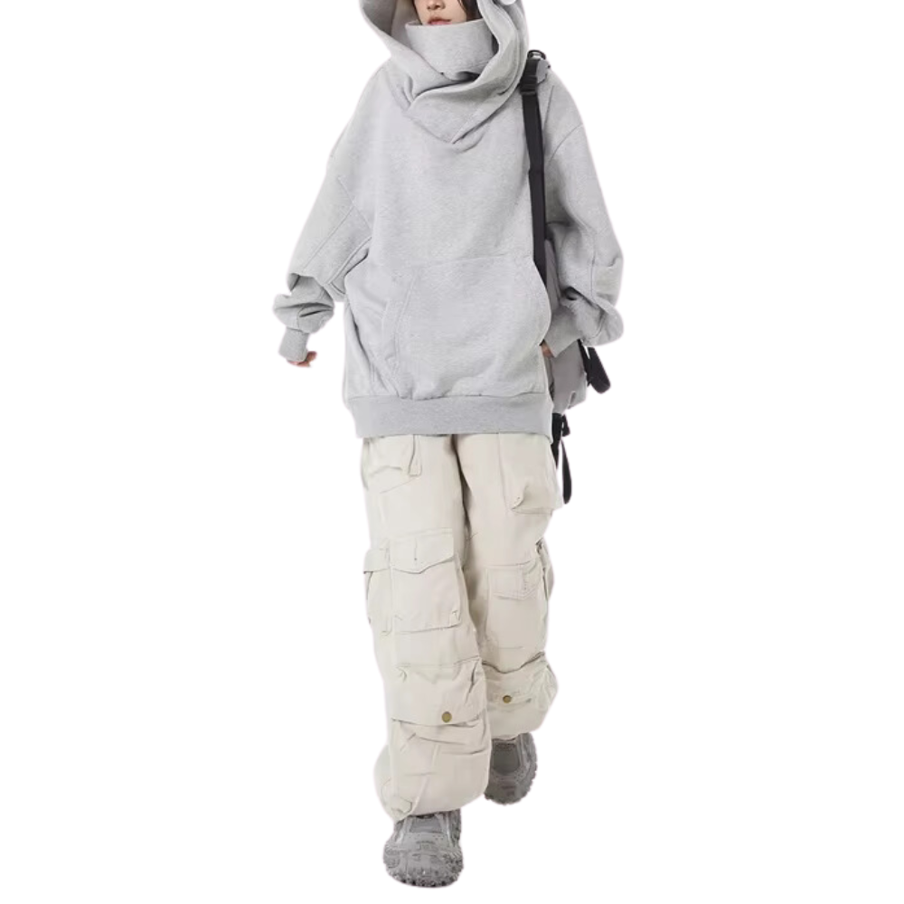 Cozy women's oversized turtleneck sweatshirt. Essential for urban fashion, streetwear, and comfortable winter layering.