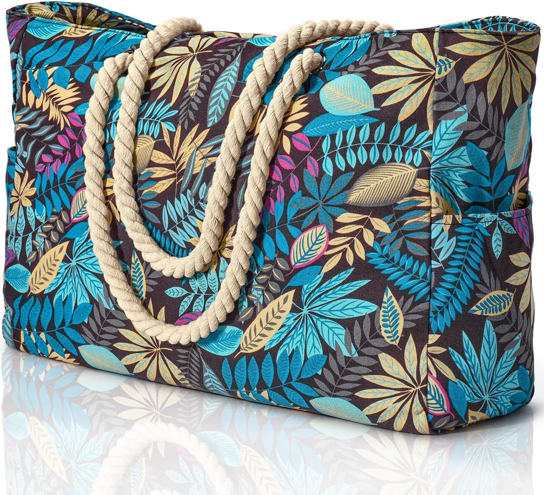 Waterproof & sandproof women's beach carryall, oversized for travel & pool.
