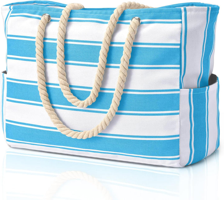 Stylish women's beach accessory: oversized, waterproof, sandproof travel bag.