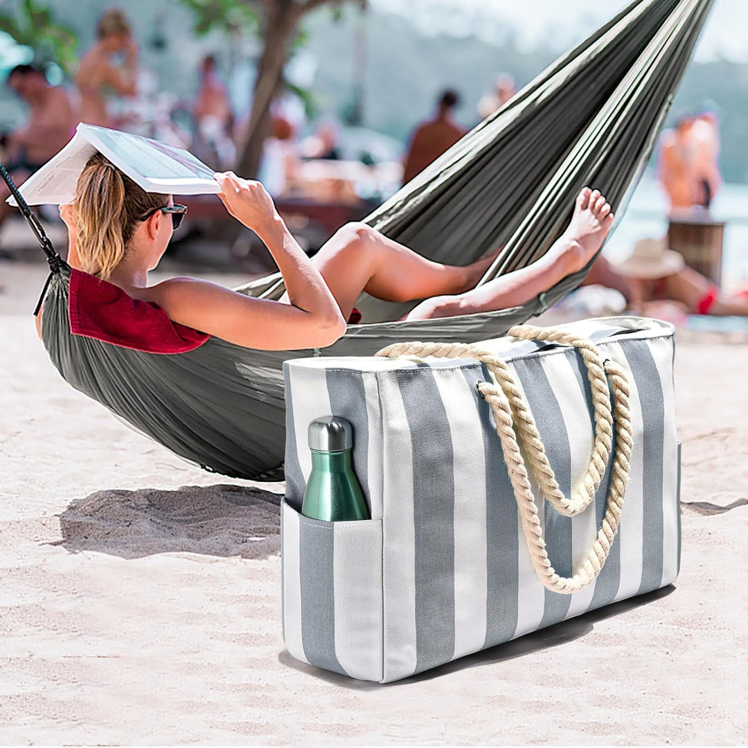 Women's large capacity beach bag, waterproof, sandproof, great for families.