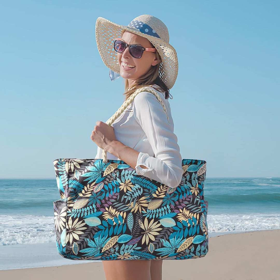 SandAway women's oversized, waterproof & sandproof beach tote for convenience.