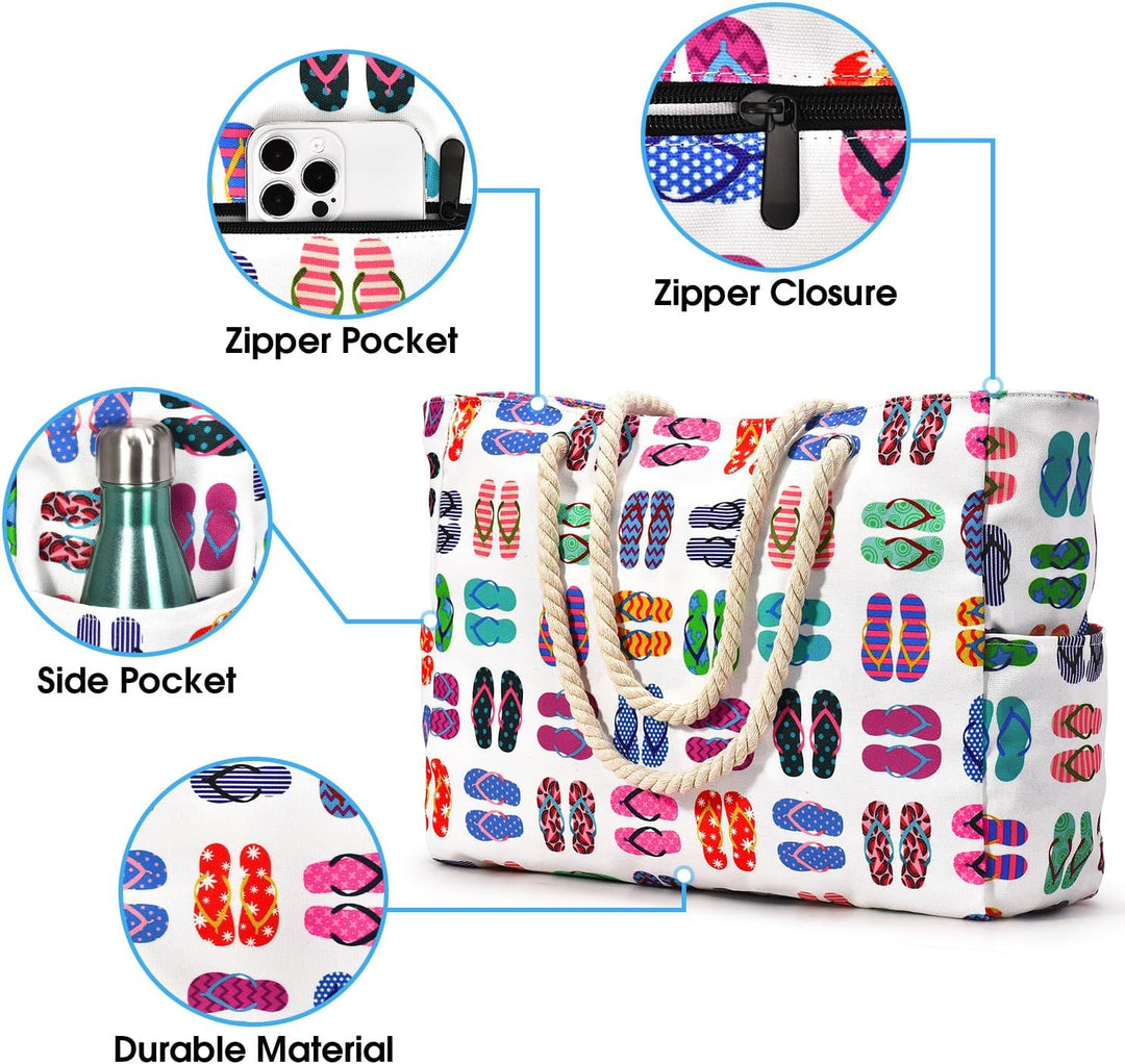 Women's utility travel bag, waterproof & sandproof oversized beach tote.