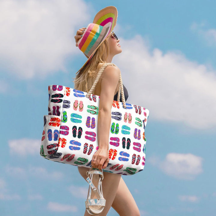 Oversized waterproof & sandproof beach tote for women, great for pool.