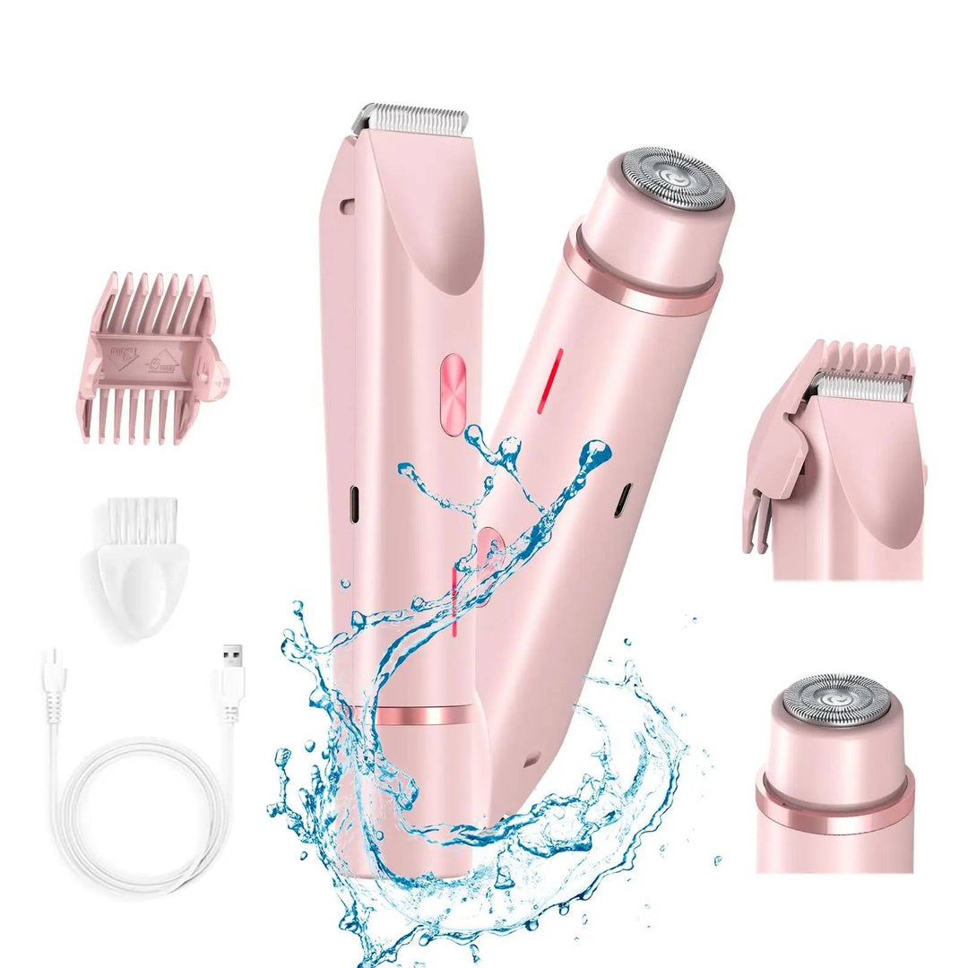 Women's painless dual-head wet/dry bikini trimmer for smooth body hair removal.