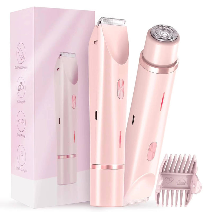 Painless dual-head wet/dry electric body & bikini trimmer for women, ensuring smooth hair removal.