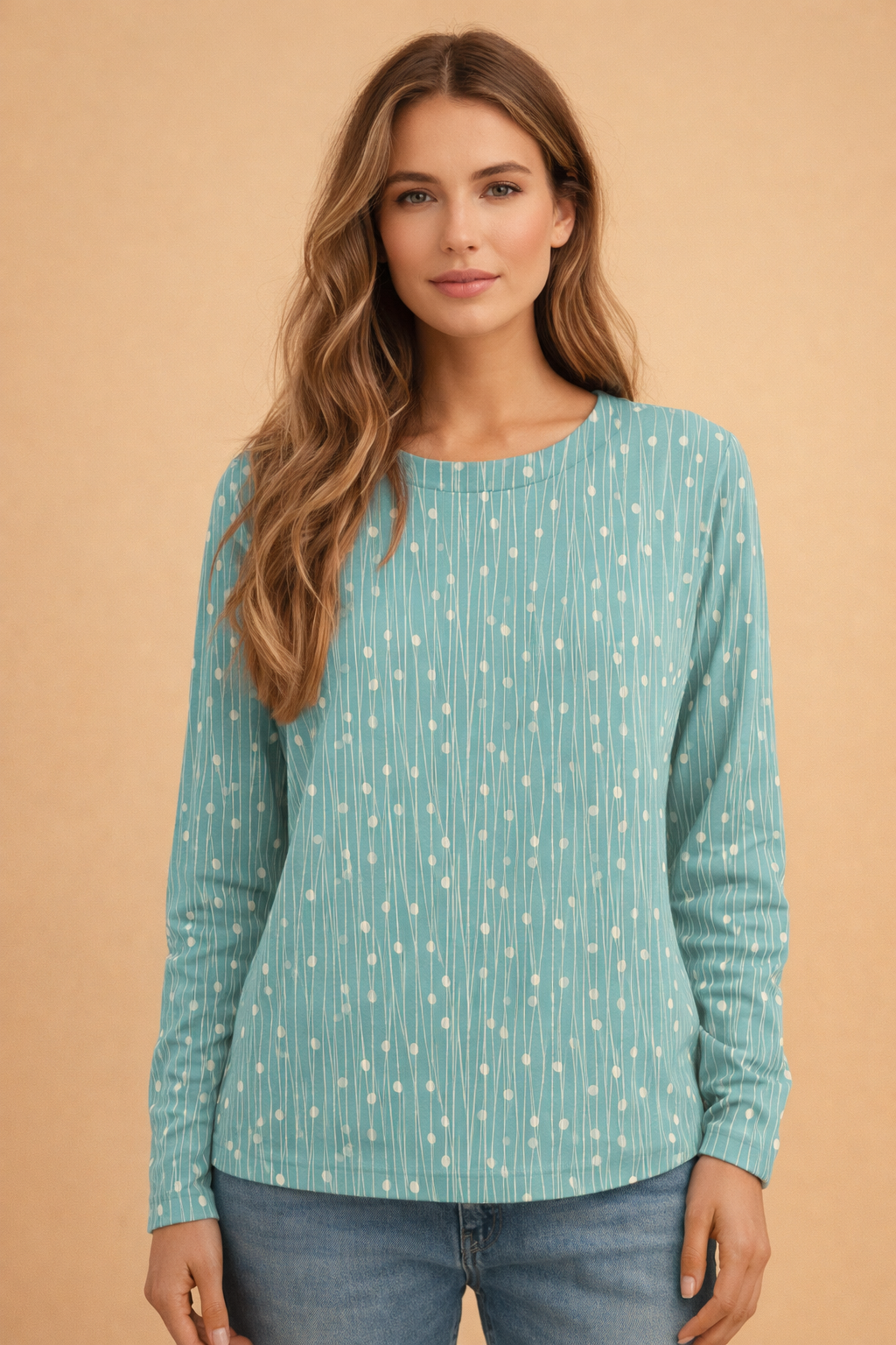 Chic women's printed paisley pullover sweater, offering cozy comfort & everyday style for fall wear.