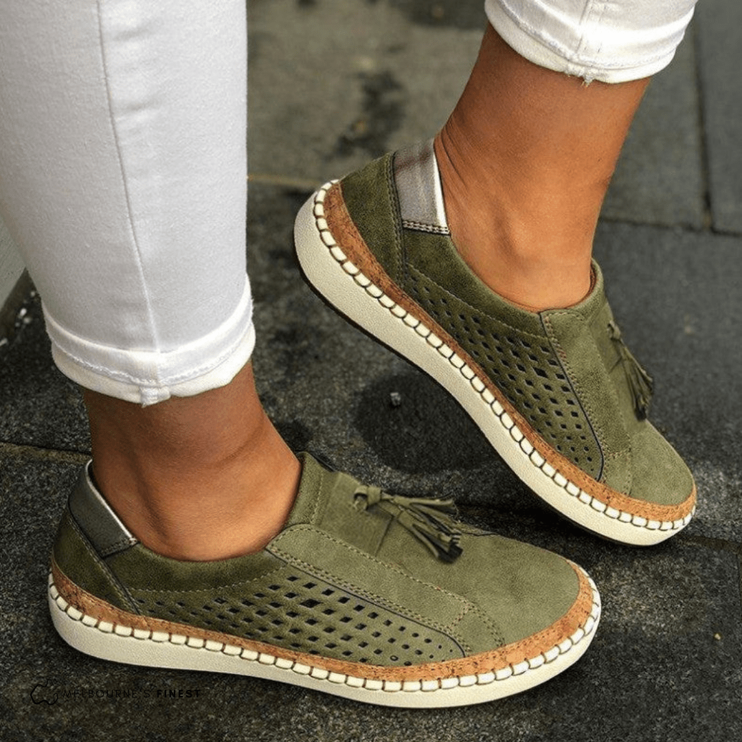 Women's Perforated Slip-On Orthopedic Sneakers, Suede Look, for comfort & breathability