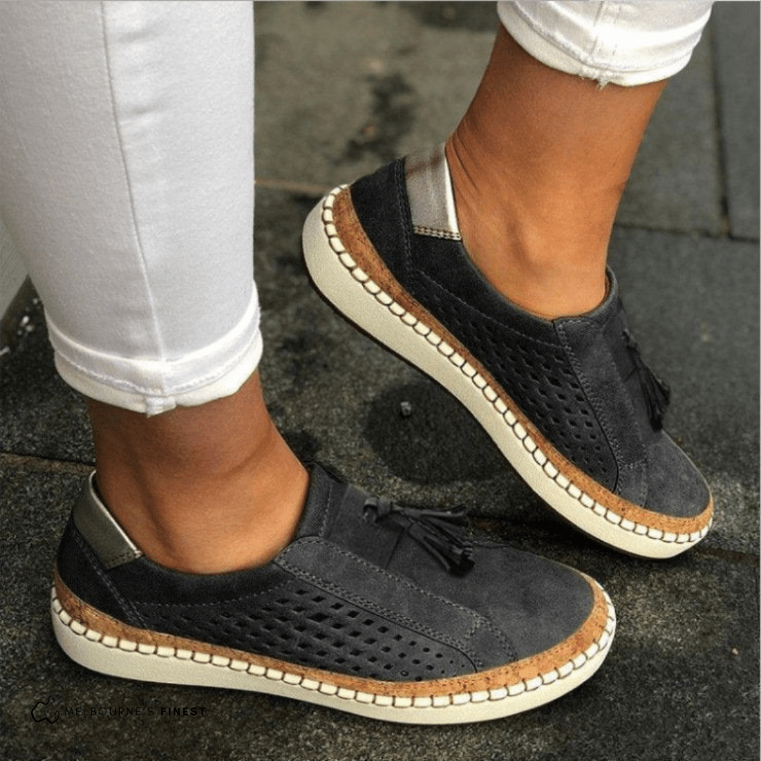 Casual women's orthopedic slip-on sneakers with perforated design, ideal for summer comfort