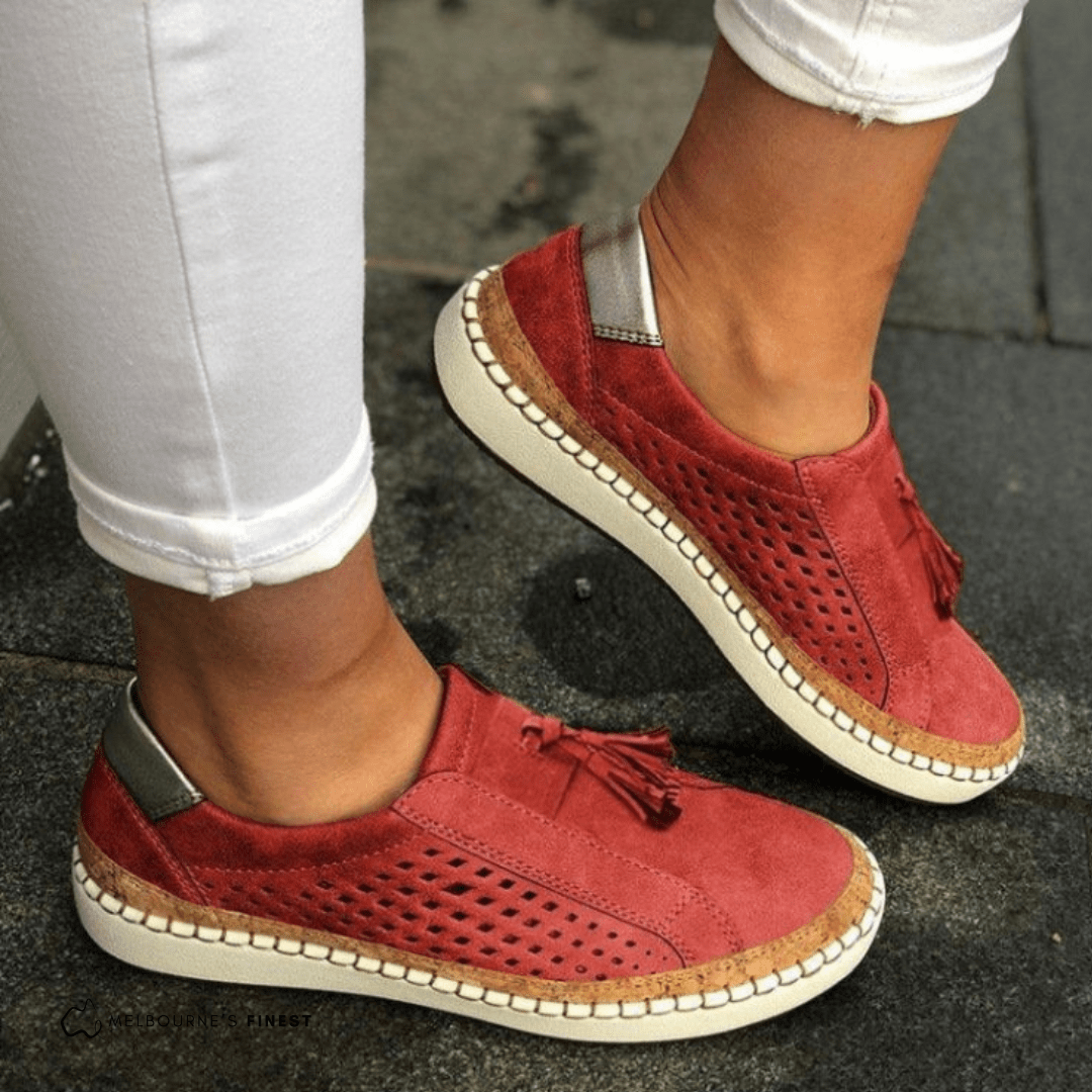 Stylish women's orthopedic perforated slip-on sneakers, perfect breathable footwear for all-day comfort