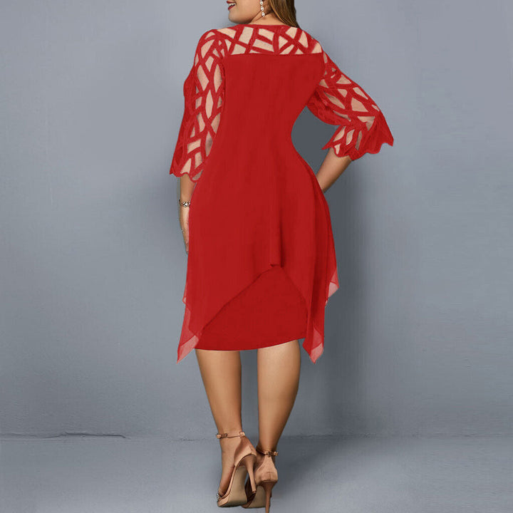 Elegant plus size flowy midi dress. Perfect casual wear for women's modern curvy fashion.