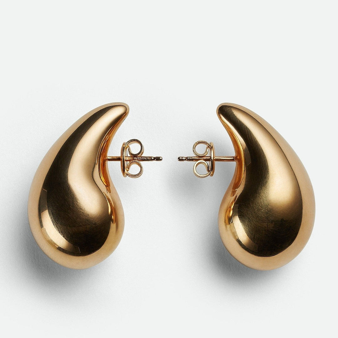 Hypoallergenic stainless steel polished teardrop dangle earrings, women's elegant and safe jewelry.