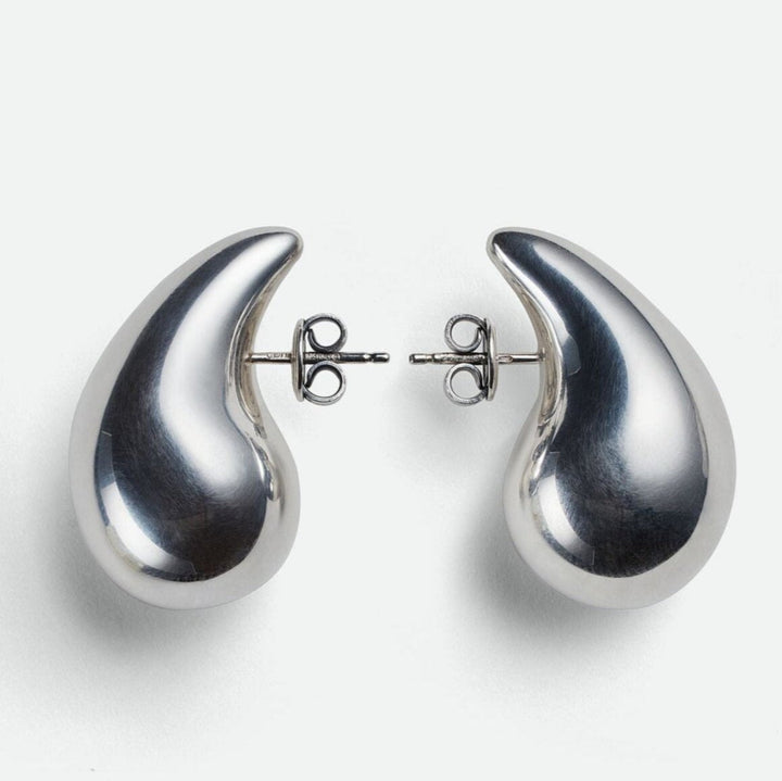 Elegant gold and silver polished teardrop dangle earrings, versatile women's stainless steel jewelry gift.