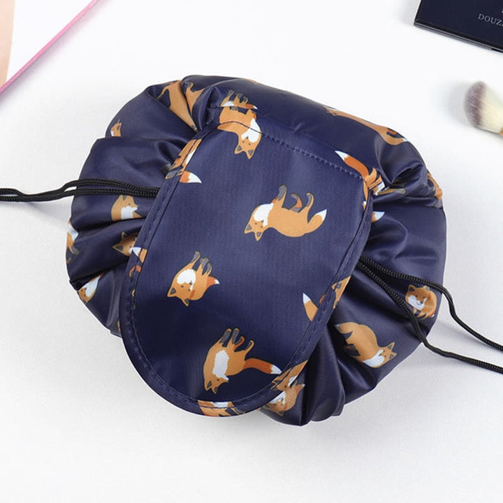 Versatile portable drawstring makeup & toiletry travel bag for efficient organization.