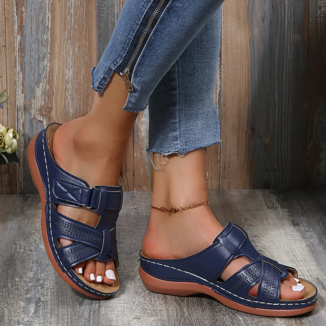 Supportive women's wedge sandals, ideal for casual or dressy wear. Premium orthopedic design for comfort.