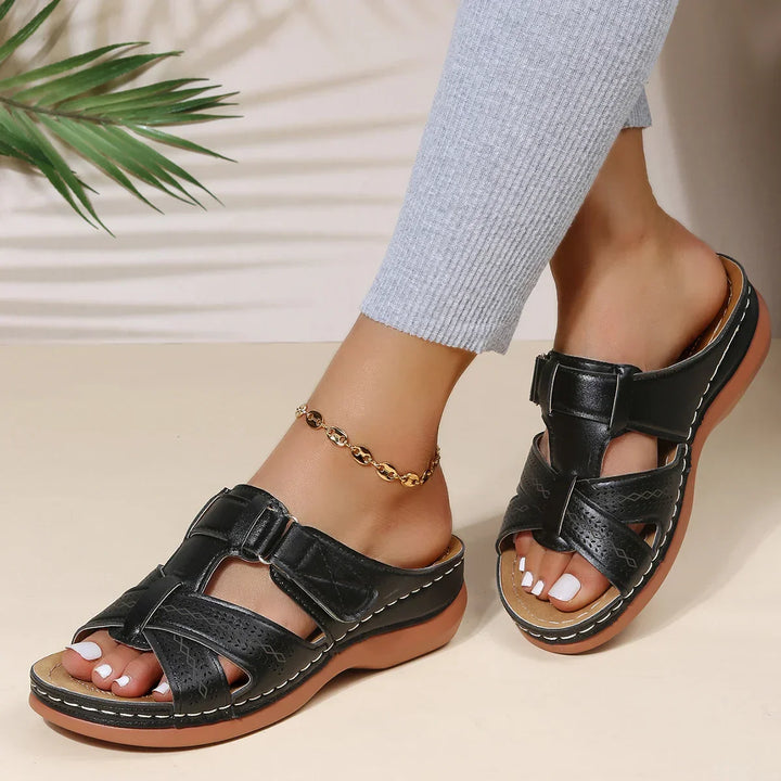 Premium women's wedge sandals, orthopedic comfort footwear for a supportive and stylish summer walk.
