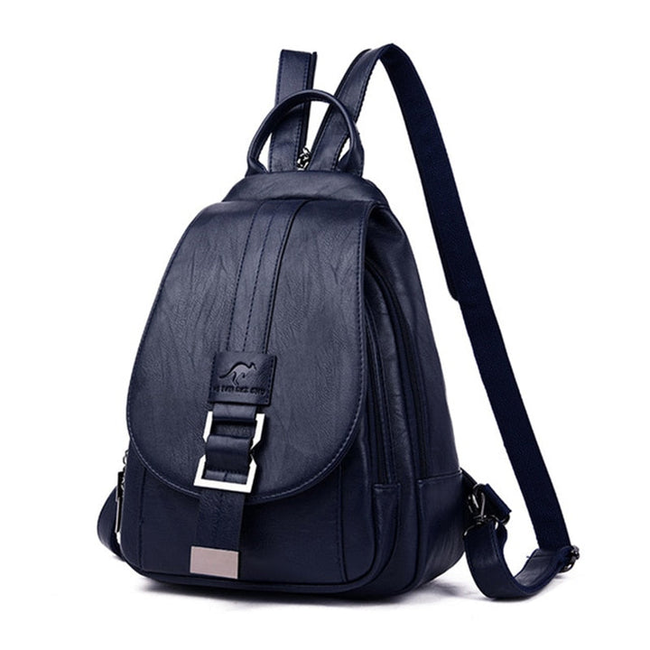 Travel-friendly women's water-resistant leather backpack; secure anti-theft design for safety.