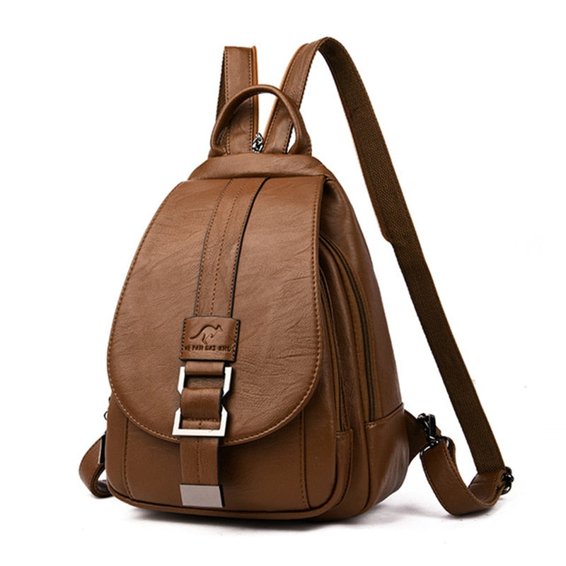 Stylish women's backpack in premium water-resistant leather, perfect for daily errands.