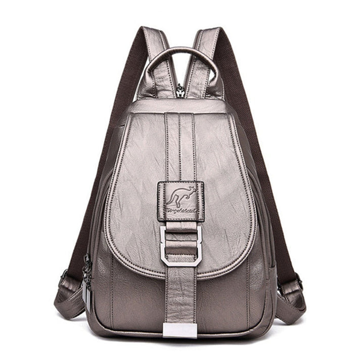 Premium women's anti-theft leather backpack; water-resistant & chic for urban adventures.