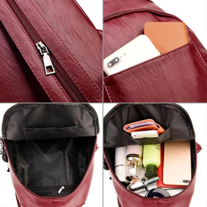 High-quality women's leather backpack, water-resistant & spacious for all essentials.
