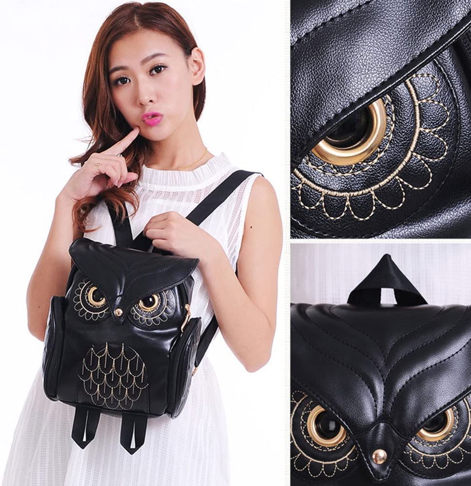Gift idea: Cute owl print PU leather backpack for women, designed with convenient multi-pockets.