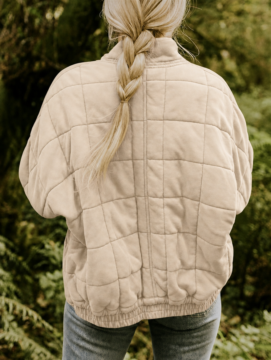 Effortless style women's quilted jacket for casual outings, offering comfortable outerwear & versatility.