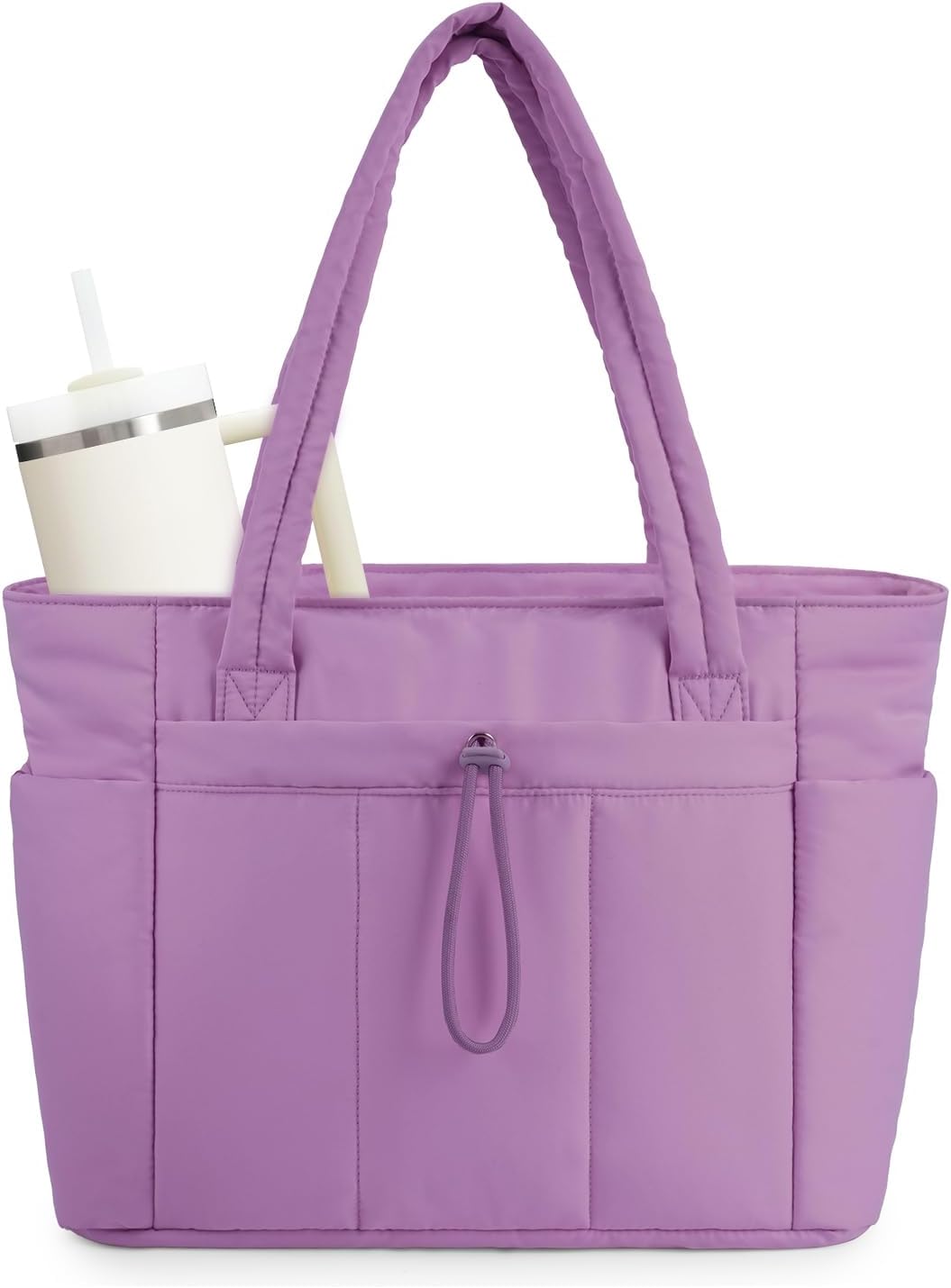 Puffer tote bag for women, ideal for work essentials, daily commute, & keeping your laptop secure.