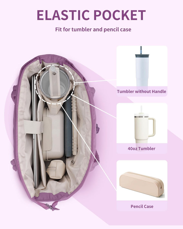 Sleek Puffer Tote for women, quilted, with laptop protection & cup holder.