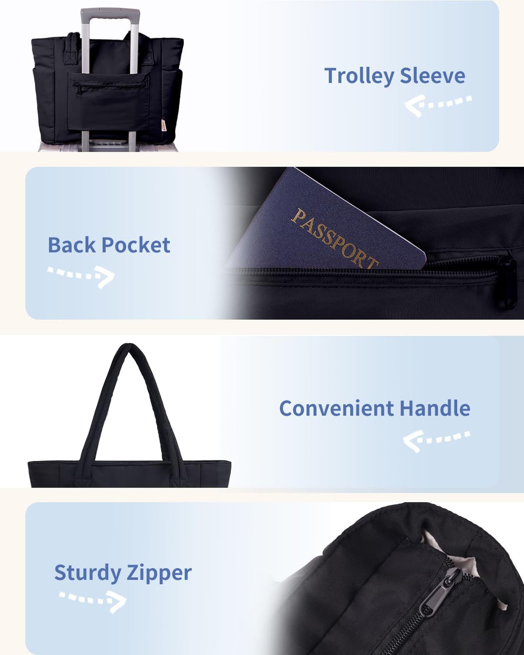 Women's stylish gym tote, quilted puffer, with laptop sleeve & cup holder.