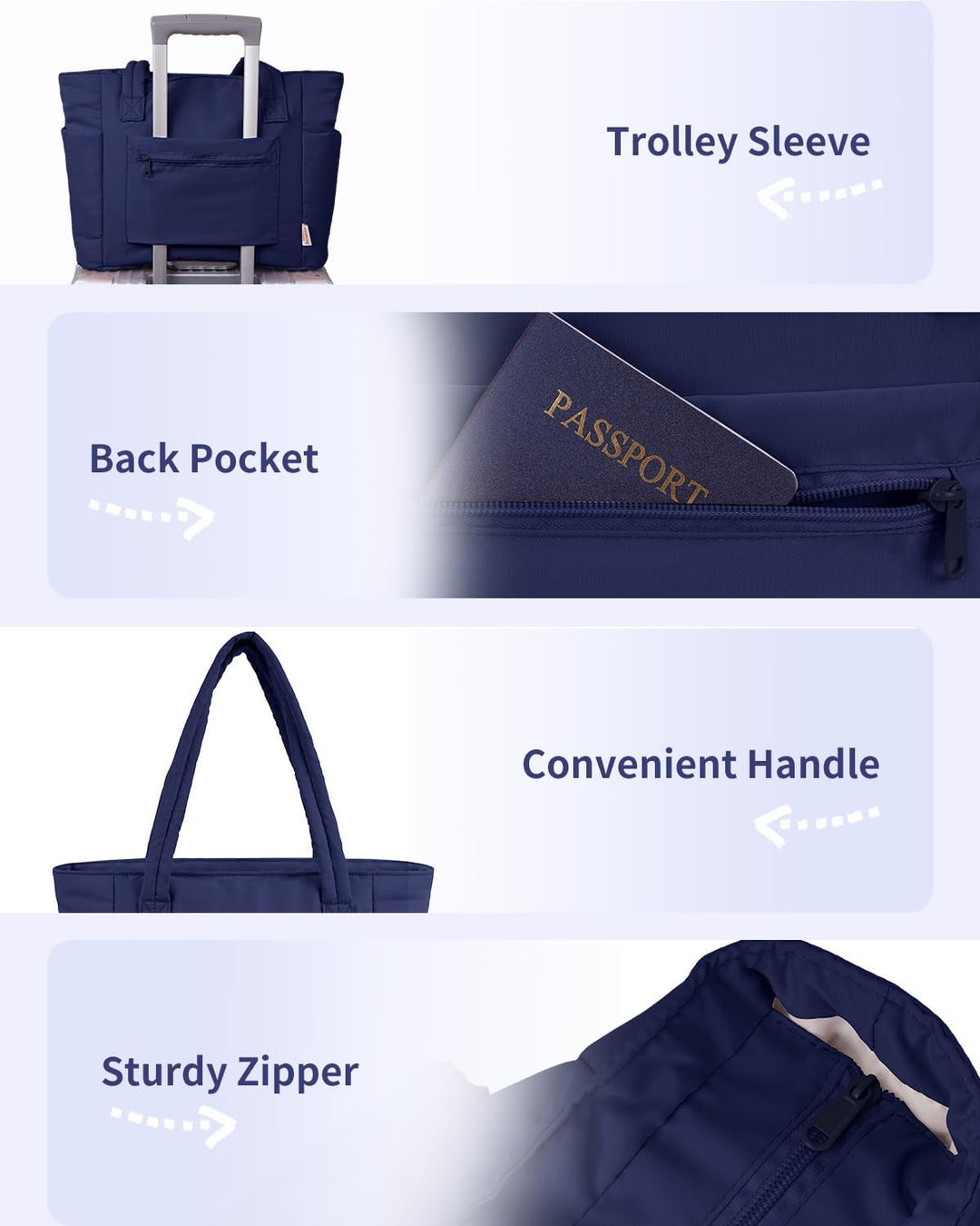 Women's modern daily tote, quilted puffer, laptop sleeve & cup holder.
