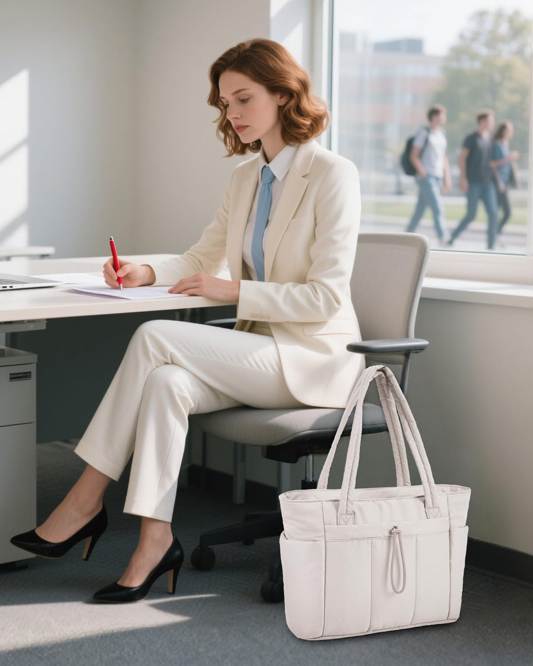 Organized Quilted Tote for women's daily essentials & work.