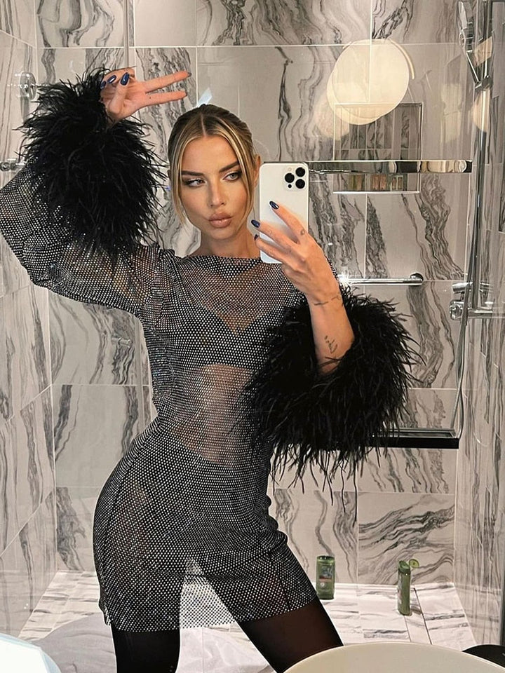 Elegant women's radiant shimmer V-neck dress, a stunning fashion choice for parties, evening wear, and cocktail events.