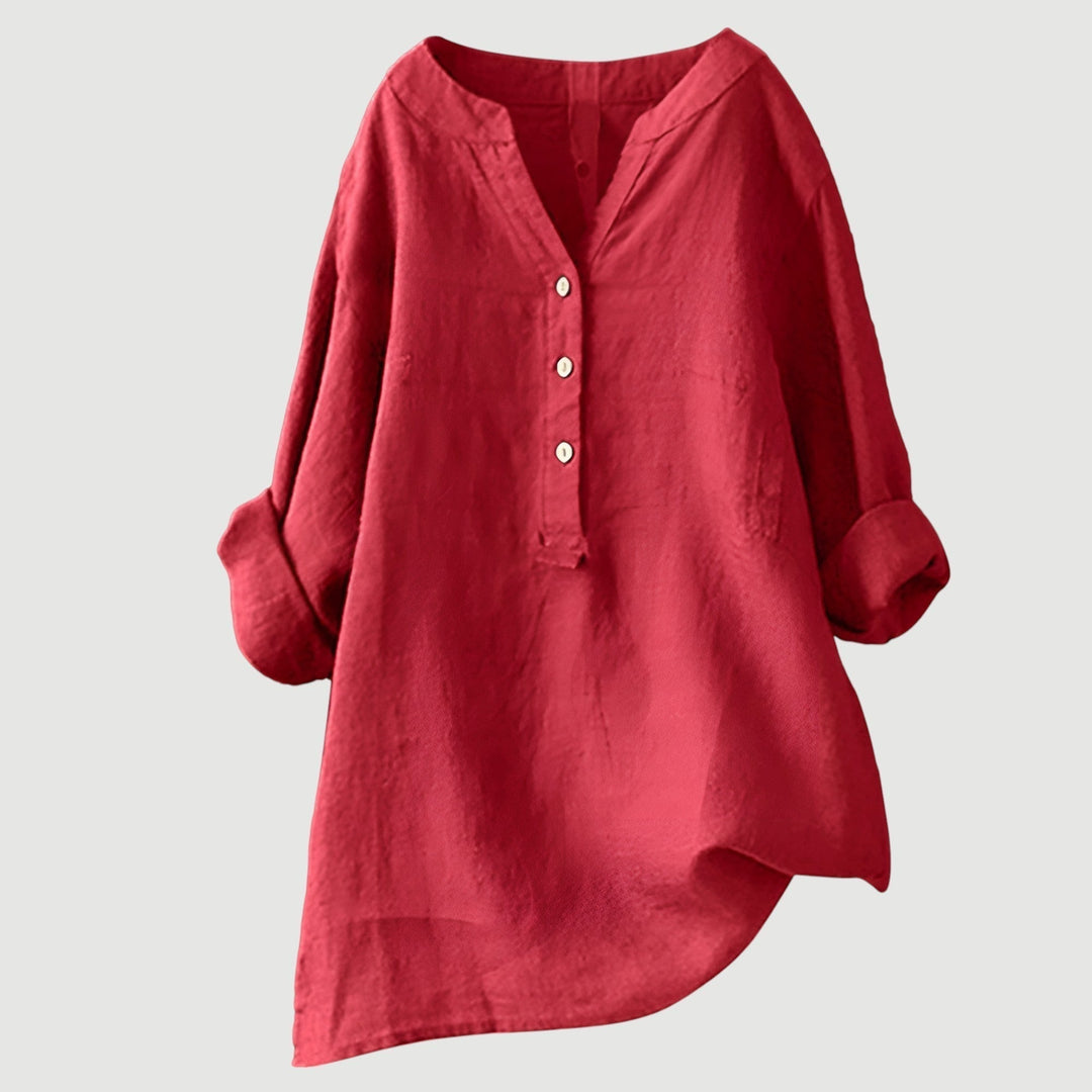 Women's relaxed fit button tunic top, perfect for casual everyday wear.