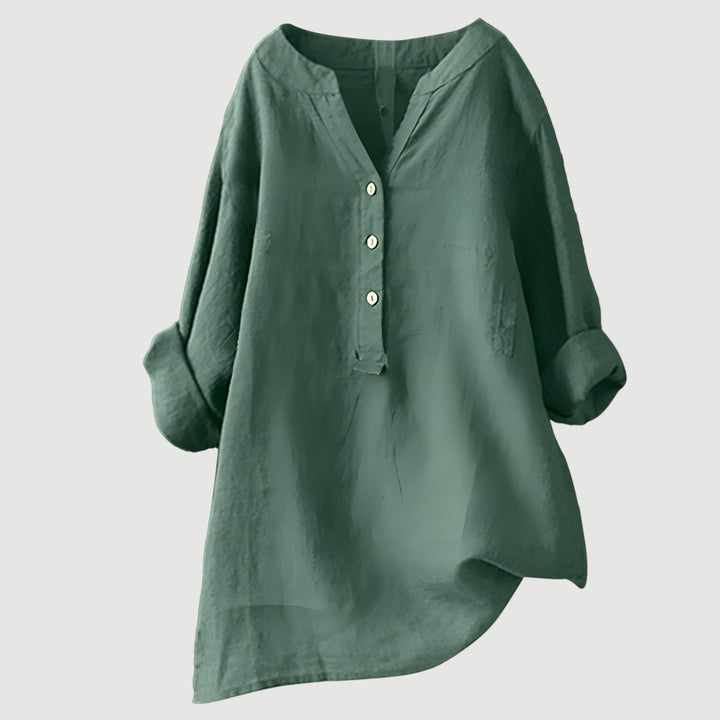 Oversized women's relaxed button tunic top, offering ultimate comfort & style.