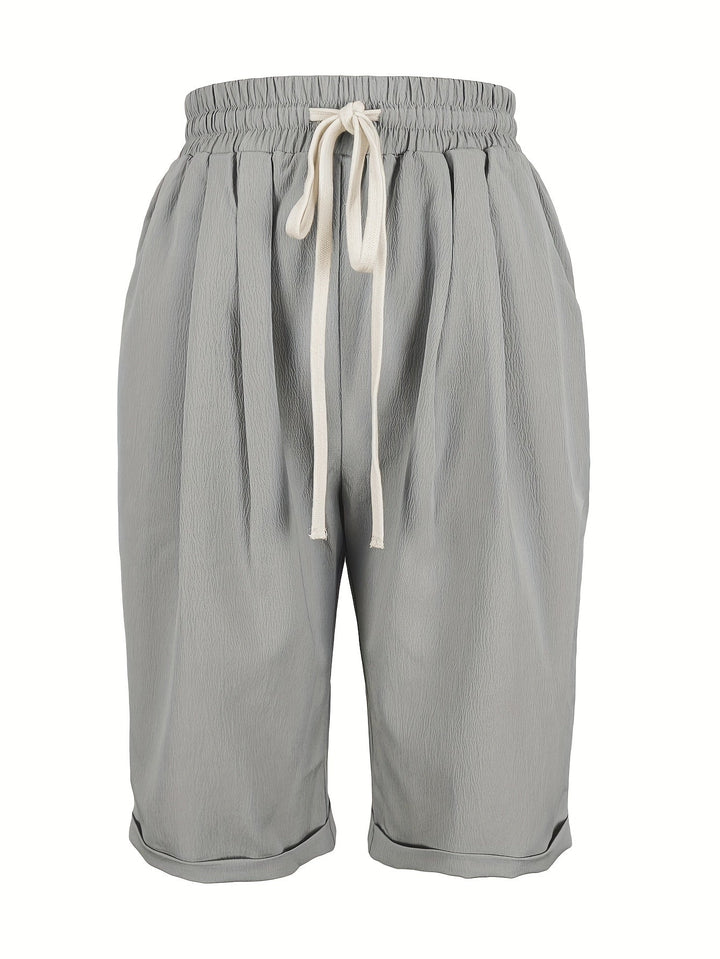 Khaki women's relaxed fit capri pants, perfect comfortable summer casual pants for ladies.