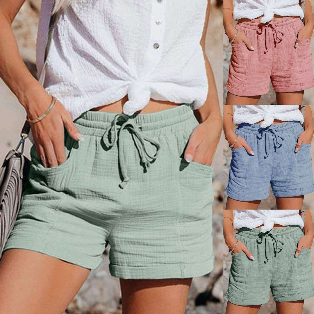 Women's comfortable relaxed fit drawstring shorts. Perfect breathable casual wear for summer & lounge.