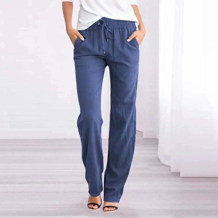 Comfortable women's relaxed fit pull-on trousers in a solid color, perfect for versatile casual wear.