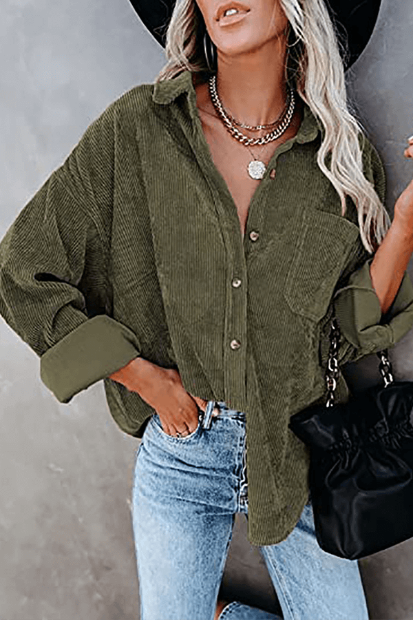 Fall fashion women's comfort shirt, long sleeve, relaxed fit, chic for casual layering.