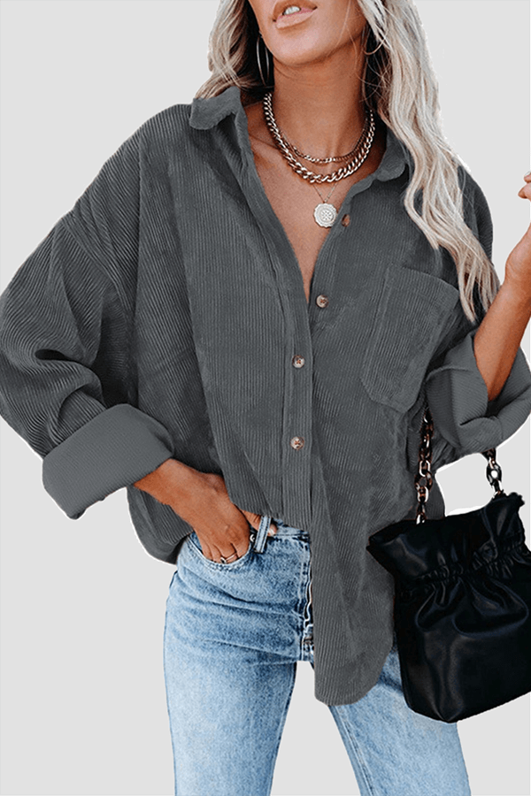 Everyday women's relaxed long sleeve top, drop shoulder, versatile for fall & winter outfits.