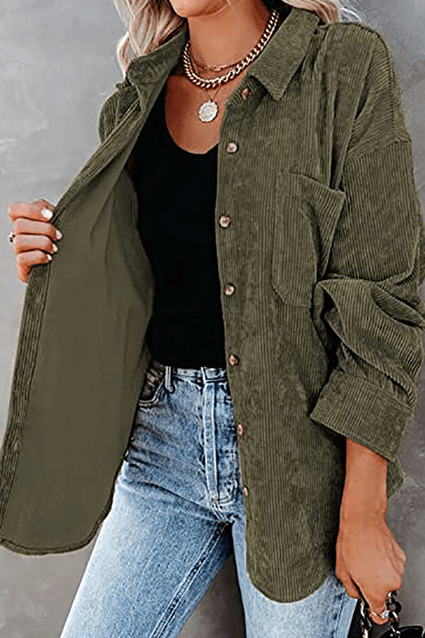 Women's casual long sleeve comfort shirt, relaxed drop shoulder, stylish for everyday ease.