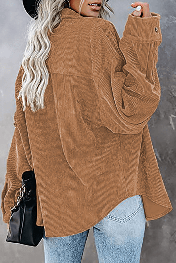 Stylish women's comfort long sleeve, relaxed drop shoulder shirt, for everyday versatile fashion.