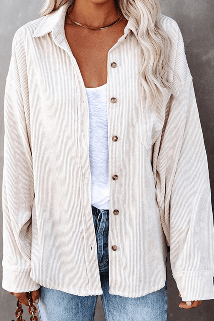 Comfortable women's long sleeve shirt, relaxed fit, versatile for daily stylish outfits.