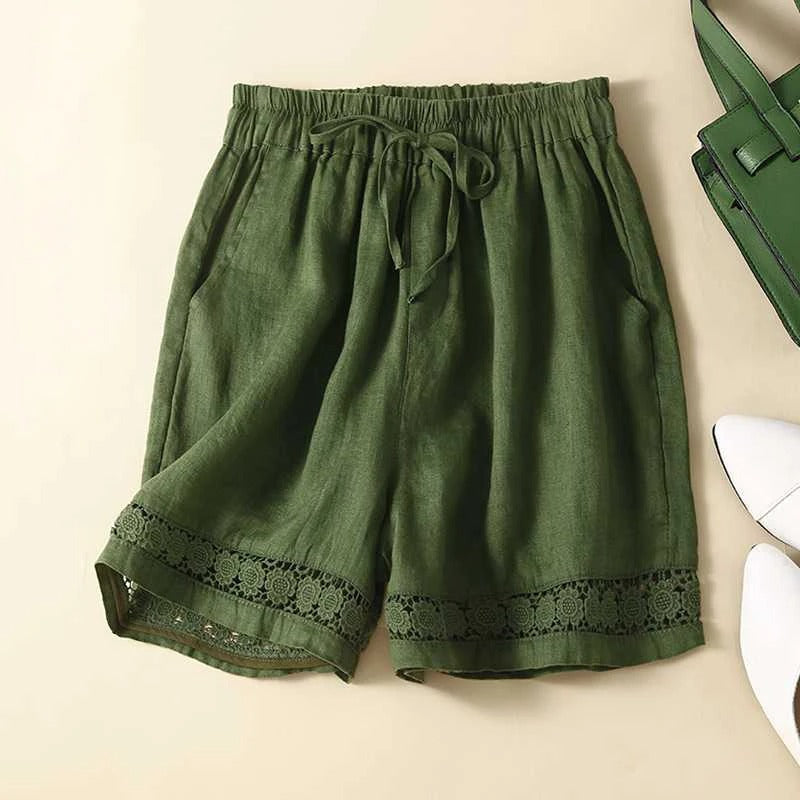 Relaxed fit women's shorts with intricate embroidery, offering comfort and style for summer fashion & casual wear.